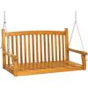 imageBest Choice Products 48in Wood Porch Swing Outdoor Patio Hanging Bench Chair Furniture for Deck Garden Yard wMounting Chains Curved Back Design 500lb Weight Capacity  BrownBrown