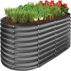 imageBest Choice Products 4x2x2ft Outdoor Metal Raised Garden Bed Oval Deep Root Planter Box for Vegetables Flowers Herbs and Succulents w 101 Gallon Capacity Rubber Edge Guard  CharcoalCharcoal
