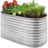 imageBest Choice Products 63in Oval Metal Raised Garden Bed Customizable Outdoor Deep Root Backyard Planter Stackable Design for Gardening Vegetables Flowers Herbs w 275 Gallon Capacity  SilverSilver