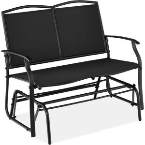 imageBest Choice Products 2Person Outdoor Patio Swing Glider Steel Bench Loveseat Rocker for Deck Porch wTextilene Fabric Steel Frame  IvoryGrayBlack