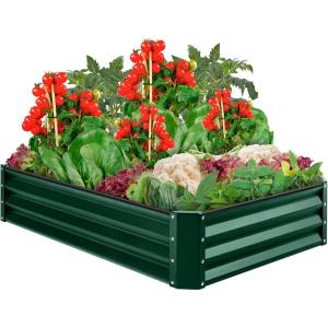 imageBest Choice Products 6x3x1ft Outdoor Metal Raised Garden Bed Box Vegetable Planter for Vegetables Flowers Herbs and Succulents  Dark GreenDark Green
