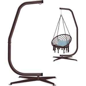 imageBest Choice Products Metal Hanging Hammock CStand for ChairWeatherResistant Finish Offset Base  Stand Only  BlackBrown