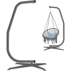 imageBest Choice Products Metal Hanging Hammock CStand for ChairWeatherResistant Finish Offset Base  Stand Only  BlackGray