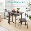 imageBest Choice Products 3Piece Modern Dining Set Space Saving Dinette for Kitchen Dining Room Small Space wSteel Frame Builtin Storage Rack  Medium BrownBlackOakBlack