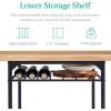 imageBest Choice Products 3Piece Modern Dining Set Space Saving Dinette for Kitchen Dining Room Small Space wSteel Frame Builtin Storage Rack  Medium BrownBlackOakBlack