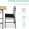 imageBest Choice Products 3Piece Modern Dining Set Space Saving Dinette for Kitchen Dining Room Small Space wSteel Frame Builtin Storage Rack  Medium BrownBlackOakBlack