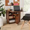 imageBest Choice Products Folding Dining Table Multipurpose Space Saving Collapsible Drop Leaf Extension Desk wWheels 3 Storage Shelves  WhiteBrown