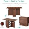 imageBest Choice Products Folding Dining Table Multipurpose Space Saving Collapsible Drop Leaf Extension Desk wWheels 3 Storage Shelves  WhiteBrown