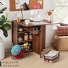 imageBest Choice Products Folding Dining Table Multipurpose Space Saving Collapsible Drop Leaf Extension Desk wWheels 3 Storage Shelves  WhiteBrown