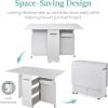 imageBest Choice Products Folding Dining Table Multipurpose Space Saving Collapsible Drop Leaf Extension Desk wWheels 3 Storage Shelves  WhiteCement Gray