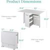 imageBest Choice Products Folding Dining Table Multipurpose Space Saving Collapsible Drop Leaf Extension Desk wWheels 3 Storage Shelves  WhiteCement Gray