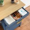 imageBest Choice Products Rolling Kitchen Island Cart Single Door Cabinet wDrawer Sliding Tray Hidden Outlet Hooks ampamp Lockable Wheels  Midnight BlueSlate Blue