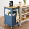 imageBest Choice Products Rolling Kitchen Island Cart Single Door Cabinet wDrawer Sliding Tray Hidden Outlet Hooks ampamp Lockable Wheels  Midnight BlueSlate Blue
