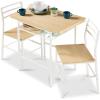 imageBest Choice Products 3Piece Modern Dining Set Space Saving Dinette for Kitchen Dining Room Small Space wSteel Frame Builtin Storage Rack  Medium BrownBlackNaturalWhite