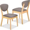 imageBest Choice Products Dining Chairs Set of 2 MidCentury Modern Upholstered Wood Armless wSeat Cushion Padded Backrest  WalnutCreamLight OakMedium Gray