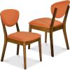 imageBest Choice Products Dining Chairs Set of 2 MidCentury Modern Upholstered Wood Armless wSeat Cushion Padded Backrest  WalnutCreamWalnutBurnt Orange