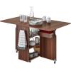 imageBest Choice Products Folding Dining Table Multipurpose Space Saving Collapsible Drop Leaf Extension Desk wWheels 3 Storage Shelves  WhiteBrown
