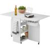imageBest Choice Products Folding Dining Table Multipurpose Space Saving Collapsible Drop Leaf Extension Desk wWheels 3 Storage Shelves  WhiteWhite