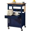 imageBest Choice Products Rolling Kitchen Island Cart Single Door Cabinet wDrawer Sliding Tray Hidden Outlet Hooks ampamp Lockable Wheels  Midnight BlueMidnight Blue