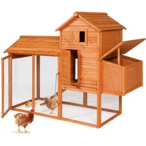 imageBest Choice Products 80in Outdoor Wooden Chicken Coop MultiLevel Hen House Poultry Cage wRamps Run Nesting Box Wire Fence 3 Access Areas