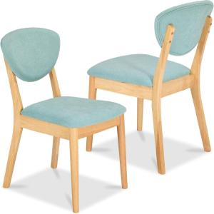imageBest Choice Products Dining Chairs Set of 2 MidCentury Modern Upholstered Wood Armless wSeat Cushion Padded Backrest  WalnutCreamLight OakAqua