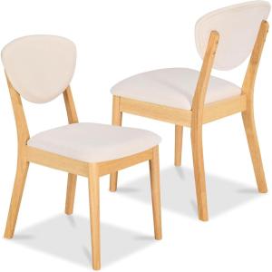 imageBest Choice Products Dining Chairs Set of 2 MidCentury Modern Upholstered Wood Armless wSeat Cushion Padded Backrest  WalnutCreamLight OakCream
