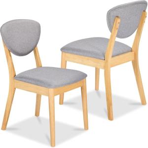 imageBest Choice Products Dining Chairs Set of 2 MidCentury Modern Upholstered Wood Armless wSeat Cushion Padded Backrest  WalnutCreamLight OakLight Gray