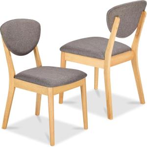 imageBest Choice Products Dining Chairs Set of 2 MidCentury Modern Upholstered Wood Armless wSeat Cushion Padded Backrest  WalnutCreamLight OakMedium Gray