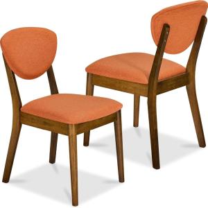 imageBest Choice Products Dining Chairs Set of 2 MidCentury Modern Upholstered Wood Armless wSeat Cushion Padded Backrest  WalnutCreamWalnutBurnt Orange