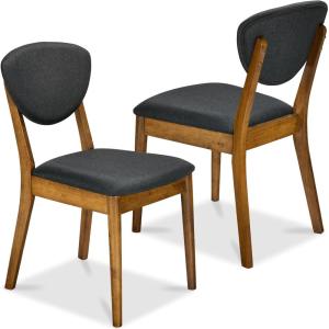 imageBest Choice Products Dining Chairs Set of 2 MidCentury Modern Upholstered Wood Armless wSeat Cushion Padded Backrest  WalnutCreamWalnutCharcoal