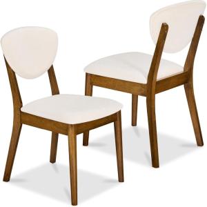 imageBest Choice Products Dining Chairs Set of 2 MidCentury Modern Upholstered Wood Armless wSeat Cushion Padded Backrest  WalnutCreamWalnutCream