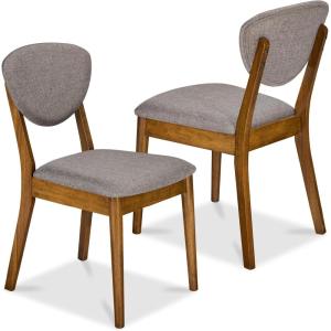 imageBest Choice Products Dining Chairs Set of 2 MidCentury Modern Upholstered Wood Armless wSeat Cushion Padded Backrest  WalnutCreamWalnutMedium Gray