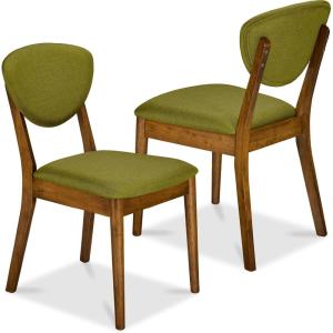 imageBest Choice Products Dining Chairs Set of 2 MidCentury Modern Upholstered Wood Armless wSeat Cushion Padded Backrest  WalnutCreamWalnutOlive