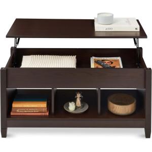 imageBest Choice Products Lift Top Coffee Table with Hidden Storage Accent Table Furniture for Living Room Display Shelves  WhiteBrownEspresso