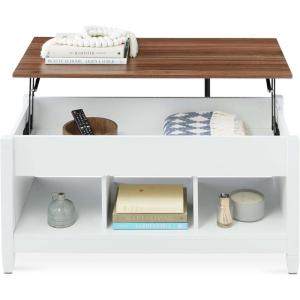imageBest Choice Products Lift Top Coffee Table with Hidden Storage Accent Table Furniture for Living Room Display Shelves  WhiteBrownWhiteBrown