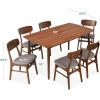 imageBest Choice Products 7Piece Wooden Dining Room Table Set MidCentury Modern Kitchen Table w 6 Chairs Upholstered Cushions Curved Backrests Rounded Table Corners  WalnutGrayWalnutGray