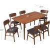 imageBest Choice Products 7Piece Wooden Dining Room Table Set MidCentury Modern Kitchen Table w 6 Chairs Upholstered Cushions Curved Backrests Rounded Table Corners  WalnutGrayWalnutCharcoal