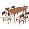 imageBest Choice Products 7Piece Wooden Dining Room Table Set MidCentury Modern Kitchen Table w 6 Chairs Upholstered Cushions Curved Backrests Rounded Table Corners  WalnutGrayWalnutCream