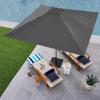 imageBest Choice Products 9ft Deep Square Solar Powered LED Lighted Patio Umbrella wWoodgrain Pattern UVResistant Fabric Hand Crank  Navy BlueGray
