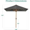 imageBest Choice Products 9ft Deep Square Solar Powered LED Lighted Patio Umbrella wWoodgrain Pattern UVResistant Fabric Hand Crank  Navy BlueGray