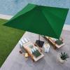 imageBest Choice Products 9ft Deep Square Solar Powered LED Lighted Patio Umbrella wWoodgrain Pattern UVResistant Fabric Hand Crank  Navy BlueGreen