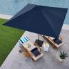 imageBest Choice Products 9ft Deep Square Solar Powered LED Lighted Patio Umbrella wWoodgrain Pattern UVResistant Fabric Hand Crank  Navy BlueNavy Blue