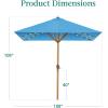 imageBest Choice Products 9ft Deep Square Solar Powered LED Lighted Patio Umbrella wWoodgrain Pattern UVResistant Fabric Hand Crank  Navy BlueSky Blue