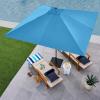 imageBest Choice Products 9ft Deep Square Solar Powered LED Lighted Patio Umbrella wWoodgrain Pattern UVResistant Fabric Hand Crank  Navy BlueSky Blue