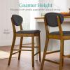 imageBest Choice Products Bar Stool Set of 2 MidCentury Modern Upholstered Wood Armless Counter Height wSeat Cushion Backrest  WalnutGrayWalnutCharcoal