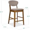 imageBest Choice Products Bar Stool Set of 2 MidCentury Modern Upholstered Wood Armless Counter Height wSeat Cushion Backrest  WalnutGrayWalnutGray