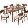 imageBest Choice Products 7Piece Wooden Dining Room Table Set MidCentury Modern Kitchen Table w 6 Chairs Upholstered Cushions Curved Backrests Rounded Table Corners  WalnutGrayWalnutCream