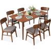 imageBest Choice Products 7Piece Wooden Dining Room Table Set MidCentury Modern Kitchen Table w 6 Chairs Upholstered Cushions Curved Backrests Rounded Table Corners  WalnutGrayWalnutGray