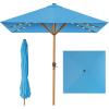 imageBest Choice Products 9ft Deep Square Solar Powered LED Lighted Patio Umbrella wWoodgrain Pattern UVResistant Fabric Hand Crank  Navy BlueSky Blue
