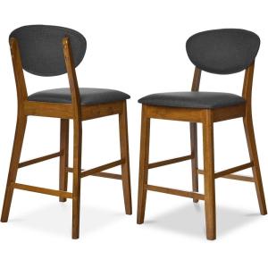 imageBest Choice Products Bar Stool Set of 2 MidCentury Modern Upholstered Wood Armless Counter Height wSeat Cushion Backrest  WalnutGrayWalnutCharcoal